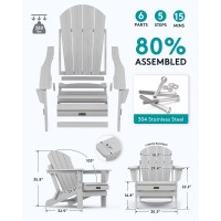 Serwall Folding Adirondack Chair For Patio Garden Outdoors Fire Pit Spanish Gray