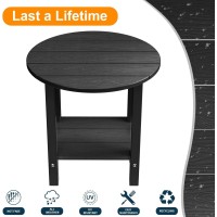 Mximu Round Outdoor Side Table Adirondack Tables 18 Inch Chairside End Tables With Storage Shelf 2Tier Plastic Patio Side Tabl