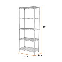 Singaye 5 Shelves Storage Shelf Wire Shelf Adjustable Storage Shelving Metal Shelf Unit For Laundry Bathroom Kitchen Office Pant