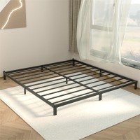 Lukiroyal Heavy Duty Low Bed Frame, 7-Inch Metal King Size Bed Frame, No Box Spring Needed, Easy Assembly, Black