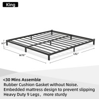 Lukiroyal Heavy Duty Low Bed Frame, 7-Inch Metal King Size Bed Frame, No Box Spring Needed, Easy Assembly, Black