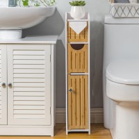 Aojezor Bathroom Storage Cabinet Small Bathroom Storage Cabinet For Small Space Toilet Paper Cabinet Fit For Small Roll Whi