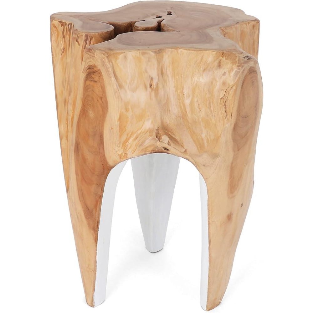 Rutledge & King Java Teak Root Stool - Wooden Stool - Teak Boho Side Table - Teak Accent Table - Teak Tree Stump - Pedestal Side Table - Teak Stool