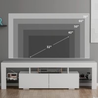 Yeshomy Modern Led Tv Stand For Televisions Up To 70 Inch With Glass Shelves And Drawer Gaming Entertainment Center With Multip