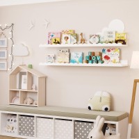 Kids' Bookshelf Set Of 4 - White Floating Nursery Book Shelves, Picture Ledge Shelf For Wall Decor And Storage - Perfect For Books, Toys, Photo Frames, And Nursery D?Cor