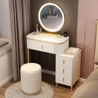 Aigoss Vanity Desk With 4 Drawers & Makeup Stool, 19.7/23.6