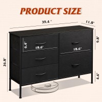 Wlive Dresser For Bedroom With 5 Drawers Wide Bedroom Dresser With Drawer Organizers Chest Of Drawers Fabric Dresser For Livi