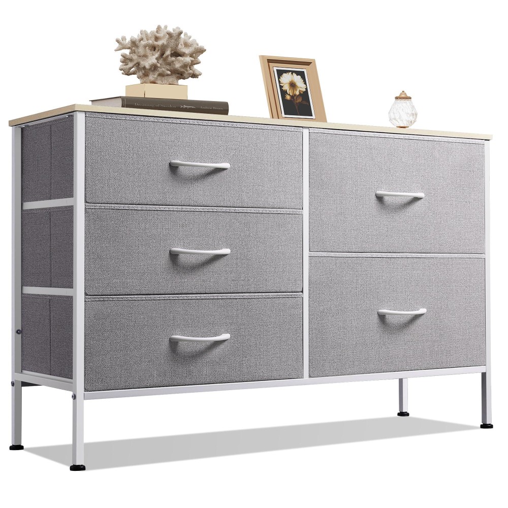 Wlive Dresser For Bedroom With 5 Drawers Wide Bedroom Dresser With Drawer Organizers Chest Of Drawers Fabric Dresser For Livi