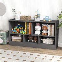 Ifanny Toy Storage Organizer, 2-Tier Kids Bookshelf, 5 Cube Kids' Bookcases, Cabinets & Shelves, Wooden Toy Shelf Organizer, Small Book Shelf For Kids Rooms, Playroom, Classroom, Nursery (Gray)