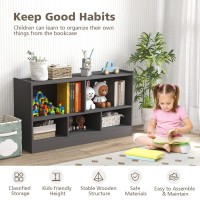 Ifanny Toy Storage Organizer, 2-Tier Kids Bookshelf, 5 Cube Kids' Bookcases, Cabinets & Shelves, Wooden Toy Shelf Organizer, Small Book Shelf For Kids Rooms, Playroom, Classroom, Nursery (Gray)