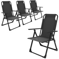 Udpatio Outdoor Dining Chairs Set Of 4 Heavy Duty Adjustable Recliner Folding Chairs For Outdoor Camping Garden Support 300Lb