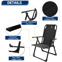 Udpatio Outdoor Dining Chairs Set Of 4 Heavy Duty Adjustable Recliner Folding Chairs For Outdoor Camping Garden Support 300Lb