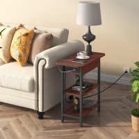 Lidyuk End Table With Charging Station Flip Top Side Table With Usb Ports And Outlets Nightstand For Small Spaces Bedside Tab