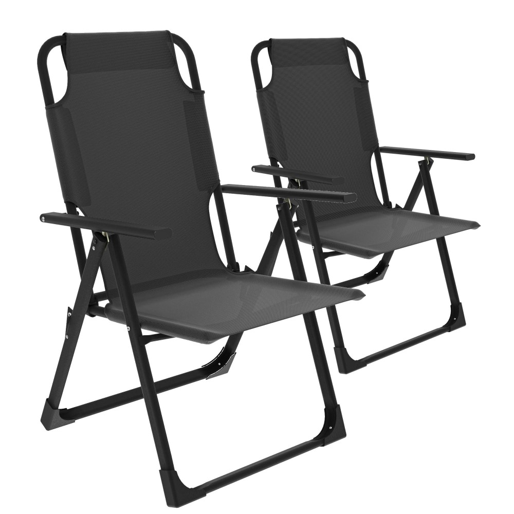 Udpatio Outdoor Dining Chairs Set Of 2 Heavy Duty Adjustable Recliner Folding Chairs For Outdoor Camping Garden Support 300Lb