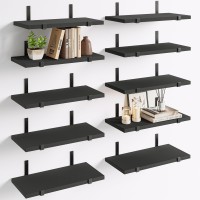 Fixwal 10 Pack Black Floating Shelves For Wall Black Wall Book Shelves For Living Room Decor Bedroom Bathroom Kitchen