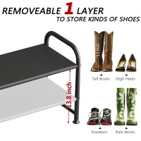 Ingiordar Shoe Rack 2 Tier Long Storage Organizer Wide Metal Shoe Shelf For Closet Entryway Black