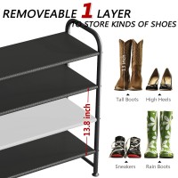 Ingiordar Shoe Rack 4 Tier Long Storage Organizer Wide Metal Shoe Shelf For Closet Entryway Black