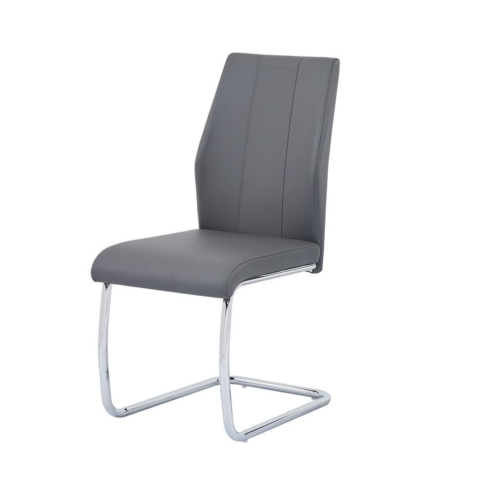 Gudmund 2piece Modern Dining Chairs in Gray Faux Leather