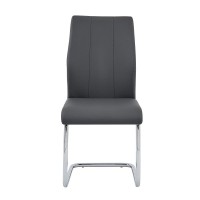 Gudmund 2piece Modern Dining Chairs in Gray Faux Leather