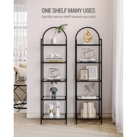 Hzuaneri Bookcase Bookshelf Tempered Glass Bookshelves Slim Shelving Unit For Bedroom Bathroom Home Office Steel Frame 5 T