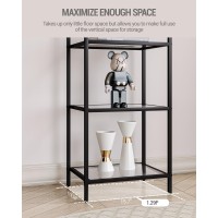 Hzuaneri Bookcase Bookshelf Tempered Glass Bookshelves Slim Shelving Unit For Bedroom Bathroom Home Office Steel Frame 5 T