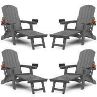 Yefu Folding Adirondack Chair Adjustable Backrest Adirondack Chairs Set Of 4 Adirondack Retractable Ottoman Weather Resistant