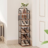 Hzuaneri Vertical Shoe Rack Shoe Shelves Wood Shoe Organizer For Closet Entryway Shoe Tower For Small Spaces Free Standing