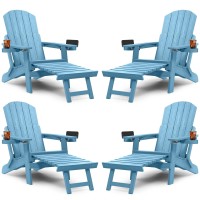 Yefu Adirondack Chair With Ottoman Set Of 4 Adjustable Backrest Adirondack Chairs Folding Outdoor Fire Pit Chair With 2 Cupho