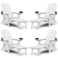 Yefu Adirondack Chair With Ottoman Set Of 4 Adjustable Backrest Adirondack Chairs Folding Outdoor Fire Pit Chair With 2 Cupho