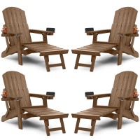 Yefu Folding Adirondack Chair Adjustable Backrest Adirondack Chairs Set Of 4 Adirondack Retractable Ottoman Weather Resistant