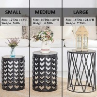 Ym Set Of 3 Black End Tables Nesting Metal Round Coffee Table Heavy Duty Meta Plant Stand Decorative Garden Stool Outdoor Mu