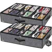 Friday Monkey Sturdy Under Bed Shoe Storage Organizers 2 Pack Fit Total 24 Pairs Large Underbed Closet Shoes Box Container Bag