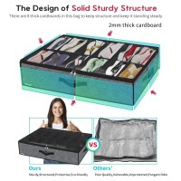 Friday Monkey Sturdy Under Bed Shoe Storage Organizers 2 Pack Fit Total 24 Pairs Large Underbed Closet Shoes Box Container Bag