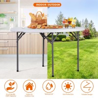 Super Deal 4 Foot Round Folding Card Table 48 Indoor Outdoor Portable Plastic Kitchen Or Camping Picnic Party Wedding Event T