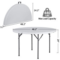 Super Deal 4 Foot Round Folding Card Table 48 Indoor Outdoor Portable Plastic Kitchen Or Camping Picnic Party Wedding Event T