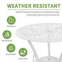 Withniture Patio Bistro Set 3 Piece Cast Aluminum Outdoor Bistro Set Rust Resistance Bistro Table And Chairs Of 2 With Umbrella