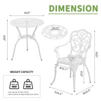 Withniture Patio Bistro Set 3 Piece Cast Aluminum Outdoor Bistro Set Rust Resistance Bistro Table And Chairs Of 2 With Umbrella