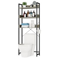 Otk Overthetoilet Storage 3 Tier Bathroom Organizer Shelf Freestanding Space Saver With Toilet Paper Holder Multifunctional