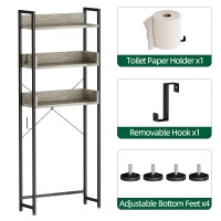 Otk Overthetoilet Storage 3 Tier Bathroom Organizer Shelf Freestanding Space Saver With Toilet Paper Holder Multifunctional