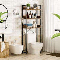 Otk Overthetoilet Storage 3 Tier Bathroom Organizer Shelf Freestanding Space Saver With Toilet Paper Holder Multifunctional