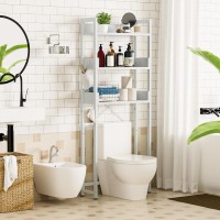 Otk Overthetoilet Storage 3 Tier Bathroom Organizer Shelf Freestanding Space Saver With Toilet Paper Holder Multifunctional