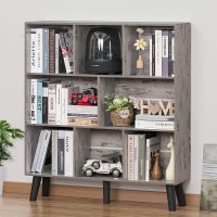 Leyaoyao 8 Cube Bookshelf 3 Tier Bookcase With Legs Modern Grey Midcentury Bookshelves Large Farmhouse Open Storage Organizer S