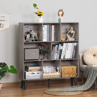 Leyaoyao 8 Cube Bookshelf 3 Tier Bookcase With Legs Modern Grey Midcentury Bookshelves Large Farmhouse Open Storage Organizer S