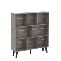 Leyaoyao 8 Cube Bookshelf 3 Tier Bookcase With Legs Modern Grey Midcentury Bookshelves Large Farmhouse Open Storage Organizer S