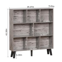 Leyaoyao 8 Cube Bookshelf 3 Tier Bookcase With Legs Modern Grey Midcentury Bookshelves Large Farmhouse Open Storage Organizer S