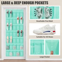 Tiblue Over The Door Shoe Organizer With 35 Durable Mesh Pockets Turquoise