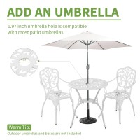 Withniture Patio Bistro Sets 3 Piece Cast Aluminum Bistro Table And Chairs Set Of 2 With 197 Umbrella Hole All Weather Bistro