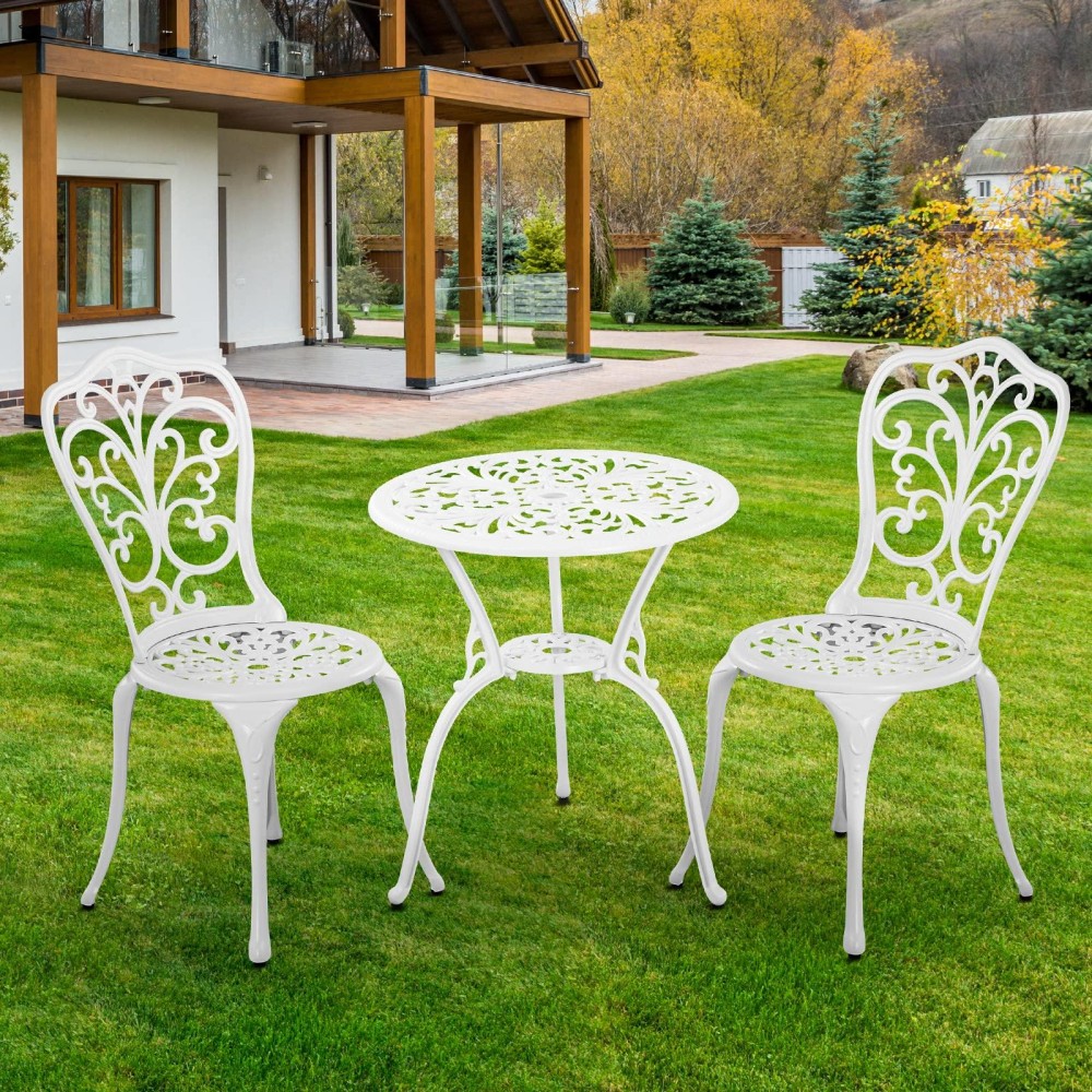 Withniture 3 Piece Patio Set Outdoor Cast Aluminum Patio Bistro Table And Chairs Set Of 2 All Weather Outdoor Bistro Sets With 1