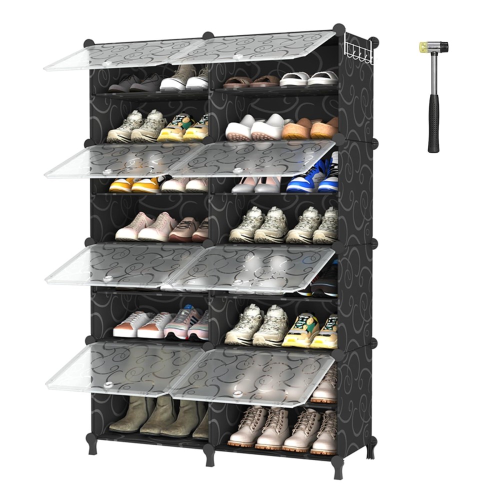 Awtatos Shoe Rack 8 Tier Shoe Storage Cabinet With Door 32 Pair Shoe Organizer Shelves For Closet Hallway Bedroom Entryway Bl