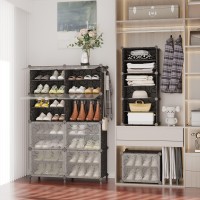 Awtatos Shoe Rack 8 Tier Shoe Storage Cabinet With Door 32 Pair Shoe Organizer Shelves For Closet Hallway Bedroom Entryway Bl